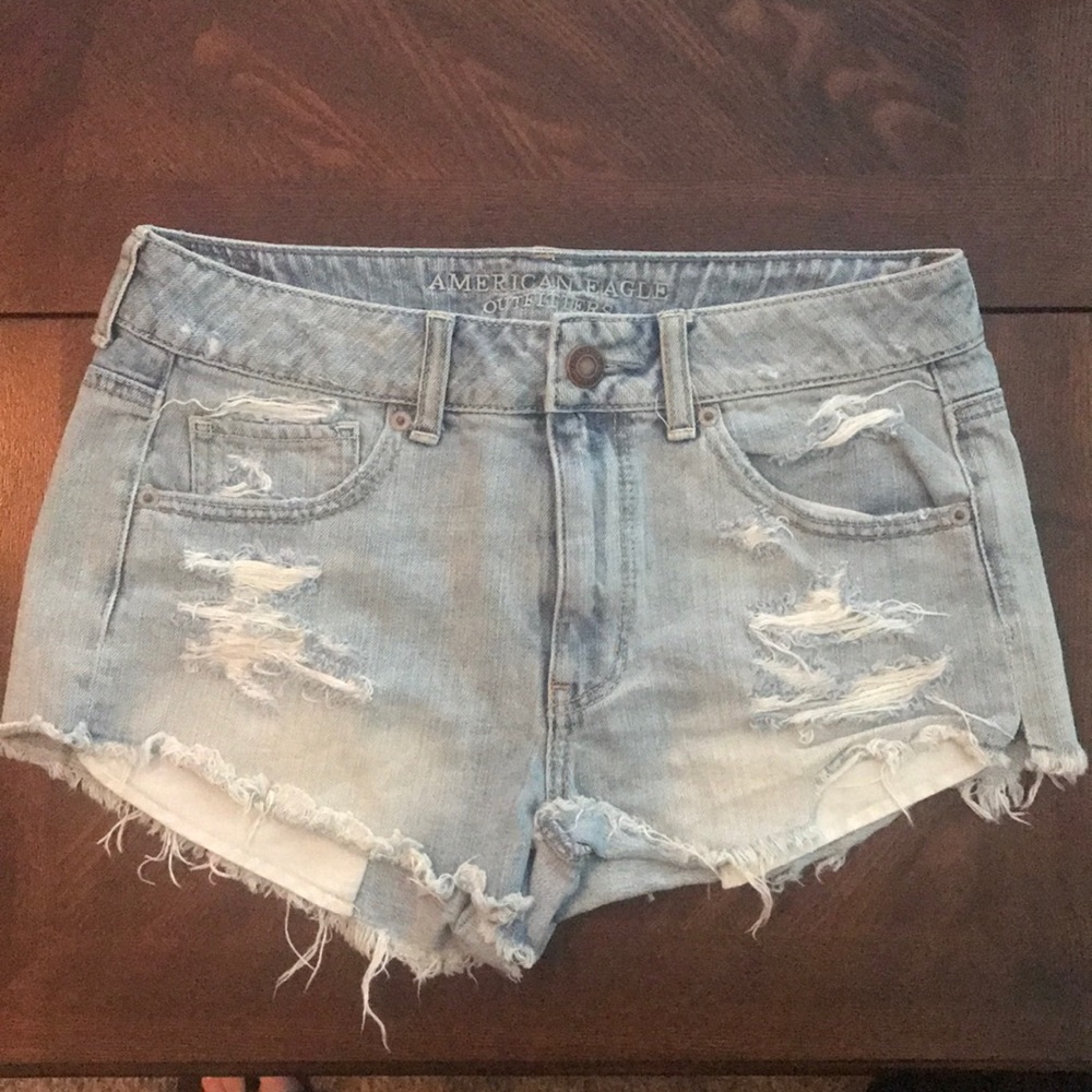 Ae High Rise Distressed Short Shorts